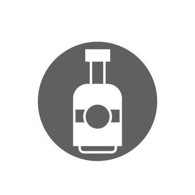 Şarap şişesi ikonu. İçki ya da içecek şişesi sembolü. Cam şişe logosu.