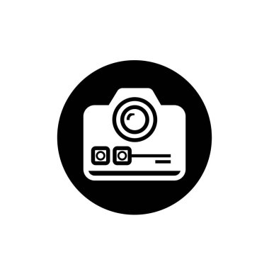 Dijital kamera ikonu logo şablonu tasarımı. Fotoğraf makinesi sembolü.