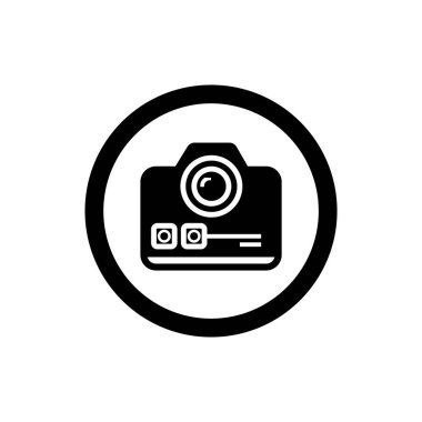 Dijital kamera ikonu logo şablonu tasarımı. Fotoğraf makinesi sembolü.