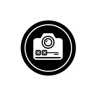 Dijital kamera ikonu logo şablonu tasarımı. Fotoğraf makinesi sembolü.