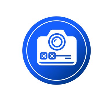 Dijital kamera ikonu logo şablonu tasarımı. Fotoğraf makinesi sembolü.