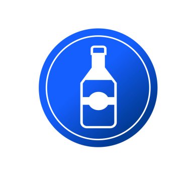 Şarap şişesi ikonu. İçki ya da içecek şişesi sembolü. Cam şişe logosu.