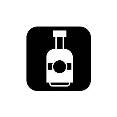 Şarap şişesi ikonu. İçki ya da içecek şişesi sembolü. Cam şişe logosu.