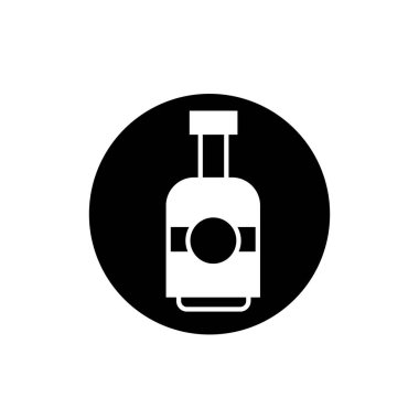 Şarap şişesi ikonu. İçki ya da içecek şişesi sembolü. Cam şişe logosu.