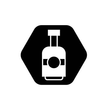 Şarap şişesi ikonu. İçki ya da içecek şişesi sembolü. Cam şişe logosu.