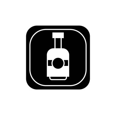 Şarap şişesi ikonu. İçki ya da içecek şişesi sembolü. Cam şişe logosu.