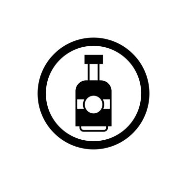 Şarap şişesi ikonu. İçki ya da içecek şişesi sembolü. Cam şişe logosu.
