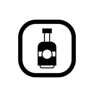 Şarap şişesi ikonu. İçki ya da içecek şişesi sembolü. Cam şişe logosu.