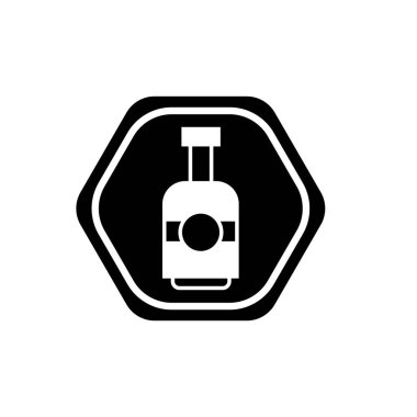 Şarap şişesi ikonu. İçki ya da içecek şişesi sembolü. Cam şişe logosu.