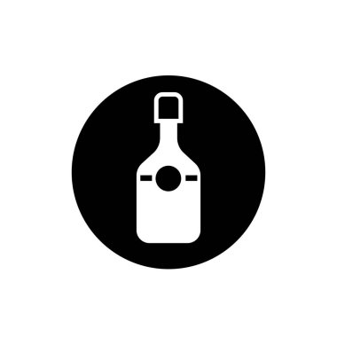 Şarap şişesi ikonu. İçki ya da içecek şişesi sembolü. Cam şişe logosu.