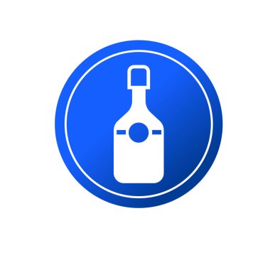 Şarap şişesi ikonu. İçki ya da içecek şişesi sembolü. Cam şişe logosu.