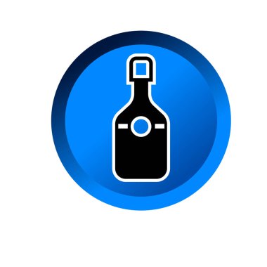 Şarap şişesi ikonu. İçki ya da içecek şişesi sembolü. Cam şişe logosu.