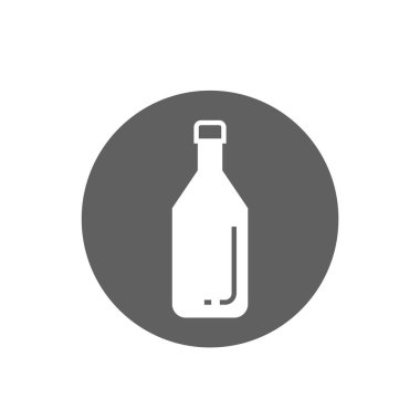 Şarap şişesi ikonu. İçki ya da içecek şişesi sembolü. Cam şişe logosu.