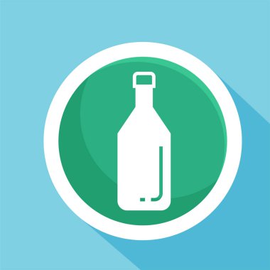 Şarap şişesi ikonu. İçki ya da içecek şişesi sembolü. Cam şişe logosu.