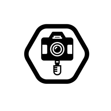 Dijital kamera ikonu logo şablonu tasarımı. Fotoğraf makinesi sembolü.