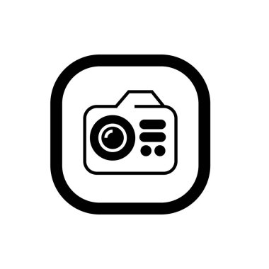 Dijital kamera ikonu logo şablonu tasarımı. Fotoğraf makinesi sembolü.