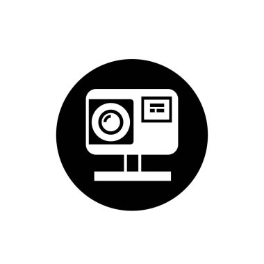 Dijital kamera ikonu logo şablonu tasarımı. Fotoğraf makinesi sembolü.