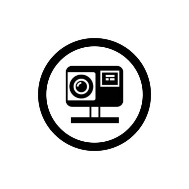 Dijital kamera ikonu logo şablonu tasarımı. Fotoğraf makinesi sembolü.