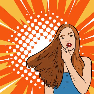 Genç bir kadın modelin tasviri. Yakın poz. Uzun düz saçlar..