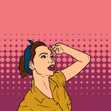 Geriye dönük bir dişinin yansıması, yukarı doğru bakıyor..