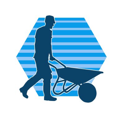 El arabası kullanan bir erkek işçinin silueti.