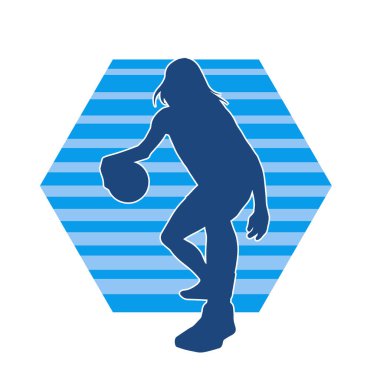 Basket oyuncusunun silueti hareket halinde. Kadın bir basket atleti silueti..