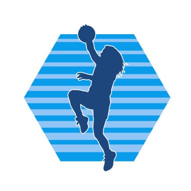 Basket oyuncusunun silueti hareket halinde. Kadın bir basket atleti silueti..