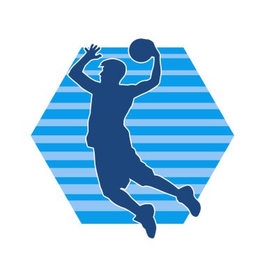Basket oyuncusunun silueti hareket halinde. Bir erkek basket topu atleti silueti..