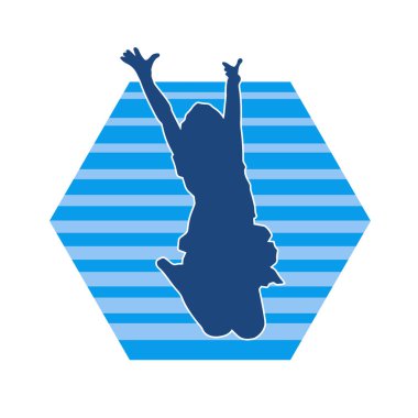 Neşeli, ince, mutlu bir kadının silueti..