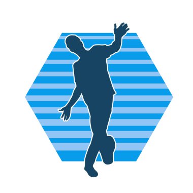 Hareket halindeki bir erkek dansçının silueti. Dans eden zayıf bir adamın silueti..