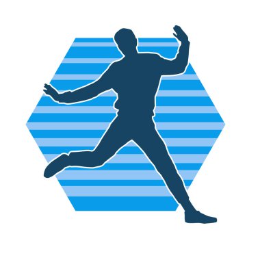 Hareket halindeki bir erkek dansçının silueti. Dans eden zayıf bir adamın silueti..