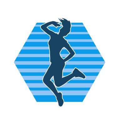 Hareketli bir kadın dansçının silueti. Dans eden zayıf bir kadının silueti..