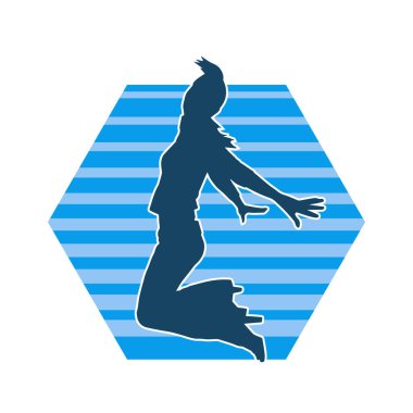 Hareketli bir kadın dansçının silueti. Dans eden zayıf bir kadının silueti..