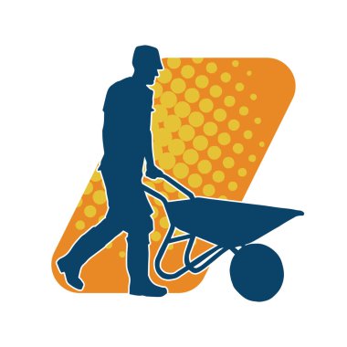 El arabası kullanan bir erkek işçinin silueti.