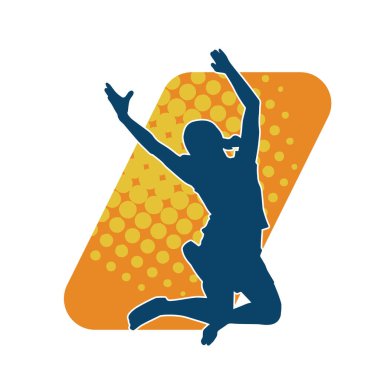 Neşeli, ince, mutlu bir kadının silueti..