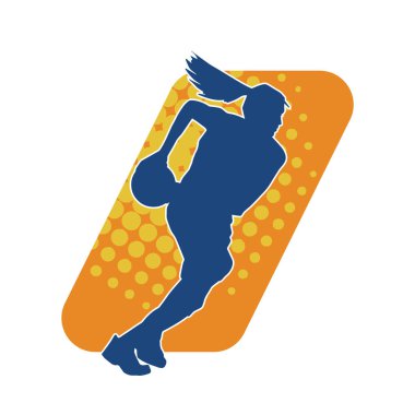 Basket oyuncusunun silueti hareket halinde. Kadın bir basket atleti silueti..