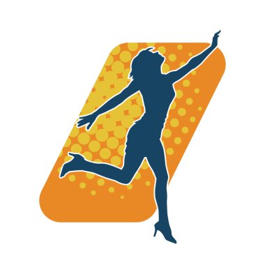 Hareketli bir kadın dansçının silueti. Dans eden zayıf bir kadının silueti..