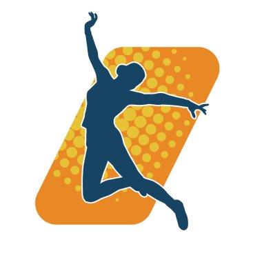 Hareketli bir kadın dansçının silueti. Dans eden zayıf bir kadının silueti..