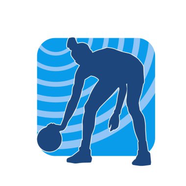 Basket oyuncusunun silueti hareket halinde. Kadın bir basket atleti silueti..