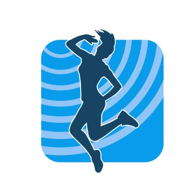 Hareketli bir kadın dansçının silueti. Dans eden zayıf bir kadının silueti..