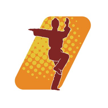 Dövüş sanatları yapan zayıf bir kadının silueti. Dövüş sanatlarında çalışan bir kadının silueti..