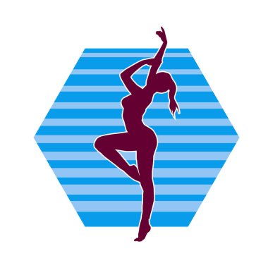 Hareketli bir kadın balerin silueti. Dans eden balerin kızın silueti..