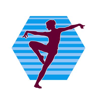 Hareketli bir kadın balerin silueti. Dans eden balerin kızın silueti..