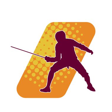 Bir eskrim sporcusunun silueti. Eskrim sporu yapan bir atletin silüeti..