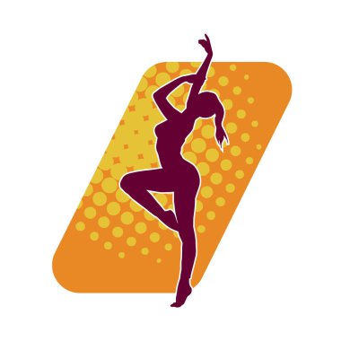 Hareketli bir kadın balerin silueti. Dans eden balerin kızın silueti..