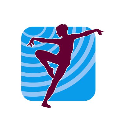 Hareketli bir kadın balerin silueti. Dans eden balerin kızın silueti..