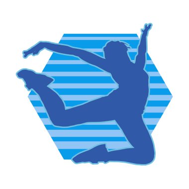 Hareketli bir kadın dansçının silueti. Dans eden zayıf bir kadının silueti..