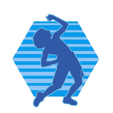 Hareketli bir kadın dansçının silueti. Dans eden zayıf bir kadının silueti..