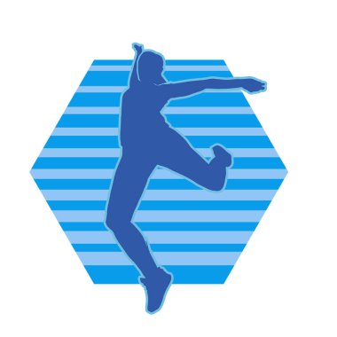 Hareketli bir kadın dansçının silueti. Dans eden zayıf bir kadının silueti..