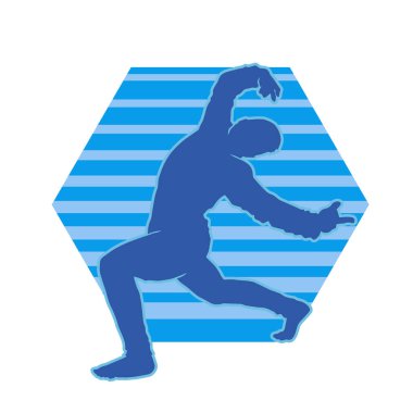 Hareketli bir kadın dansçının silueti. Dans eden zayıf bir kadının silueti..